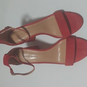 Banana republic red suede open toe sandals with 3.5 inch heels